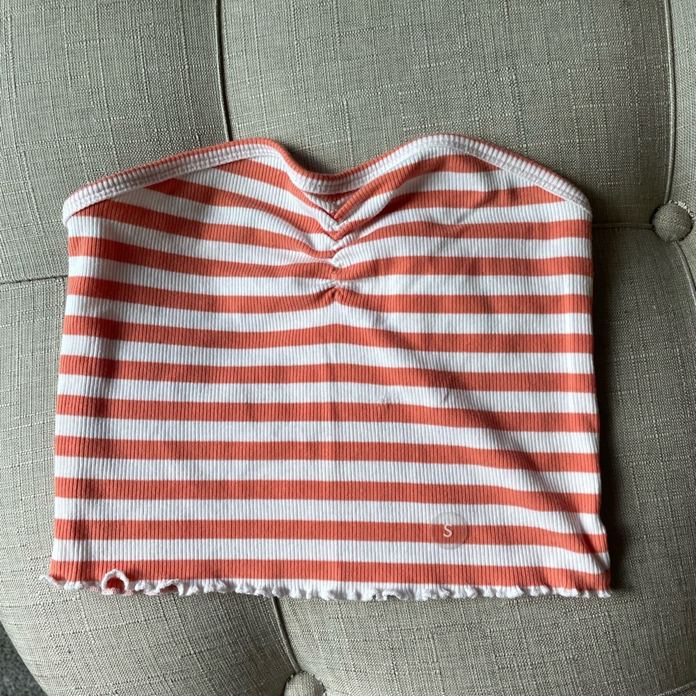 Striped Orange and White Tube Top